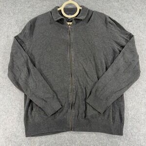 Gap Mens Full Zip Cardigan Sweater Charcoal Gray Polo Collar XL